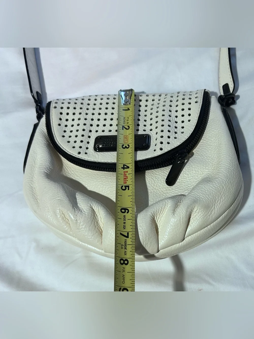 Marc by Marc Jacobs Off-White Perforated Flap Leather Crossbody Purse